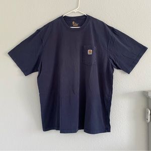 Carhartt 2XL short sleeve men navy blue T-shirt minor wash fade